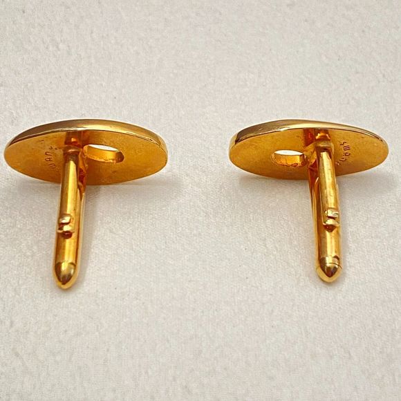 Swank Cuff Links Gold Tone Oval Abstract Design - Picture 4 of 6